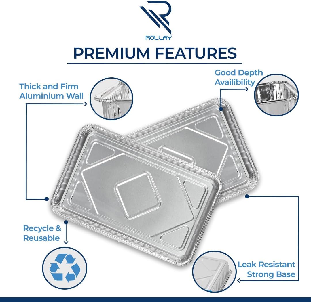 Rollay 20 Pack Large Aluminium Foil Trays (32x20x3.3 cm)