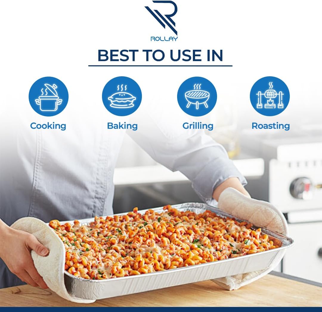 Rollay 20 Pack Large Aluminium Foil Trays (32x20x3.3 cm)