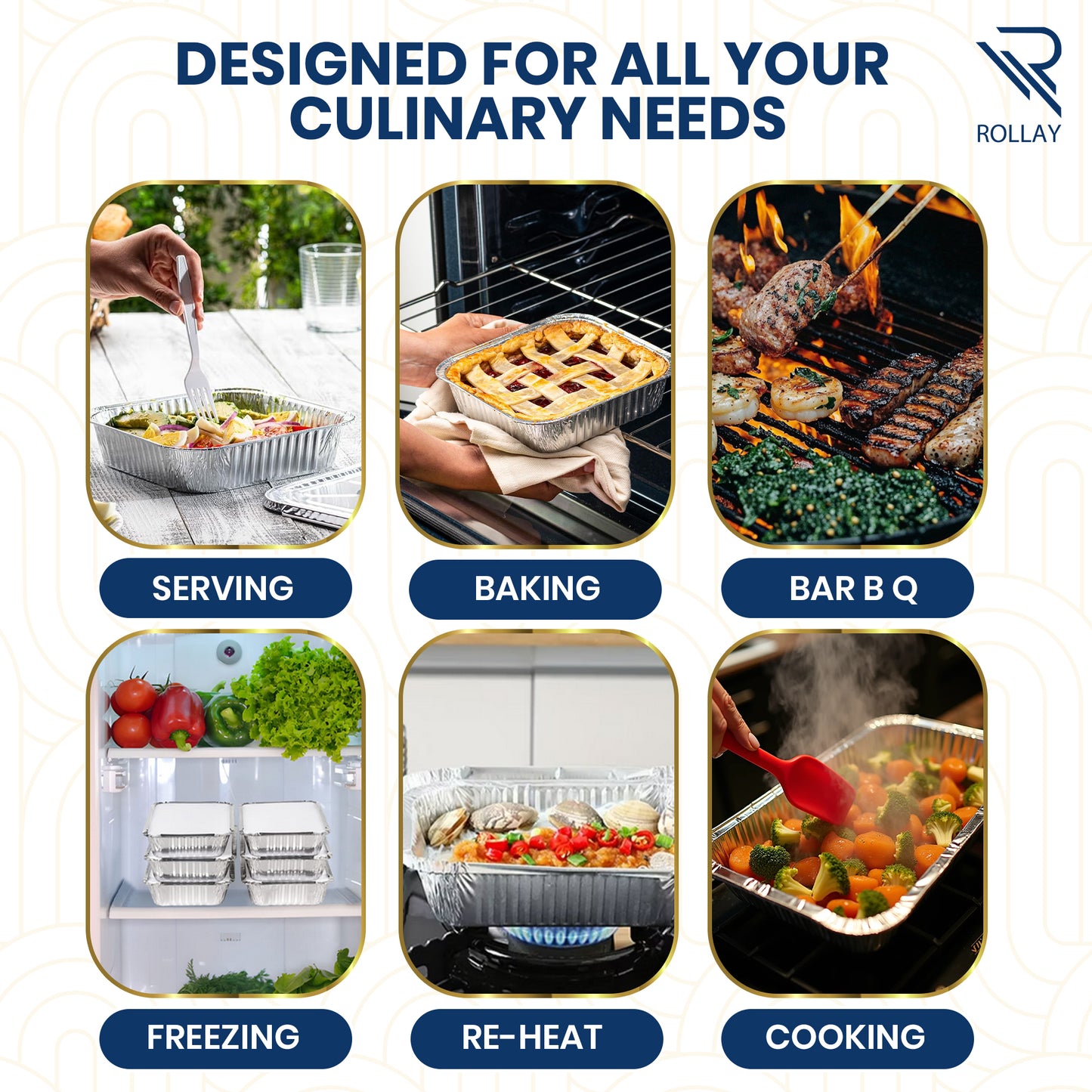 Rollay 20-Pack Aluminium Foil Trays with Paper Lids, 9x9 Inch Foil Food Containers with Lids
