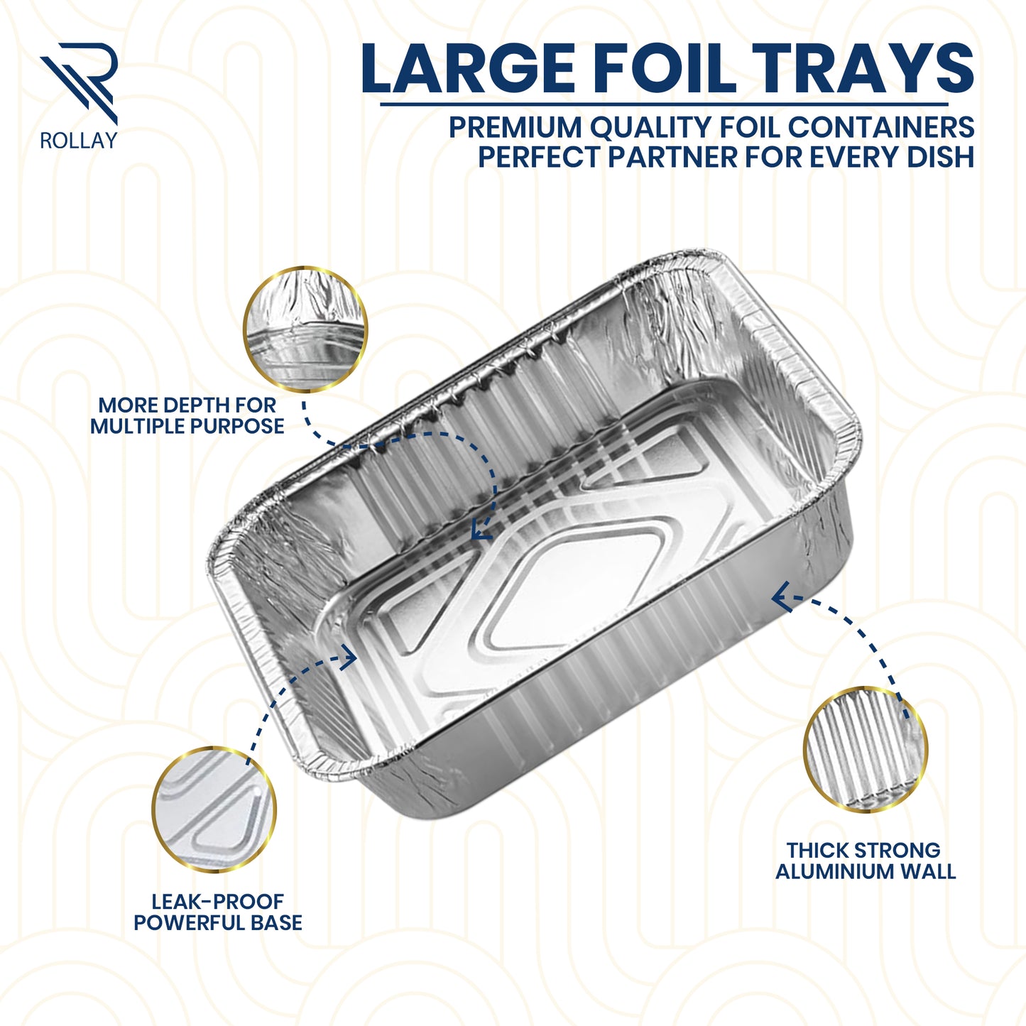 Rollay 20-Pack Aluminium Foil Trays with Paper Lids, 9x9 Inch Foil Food Containers with Lids