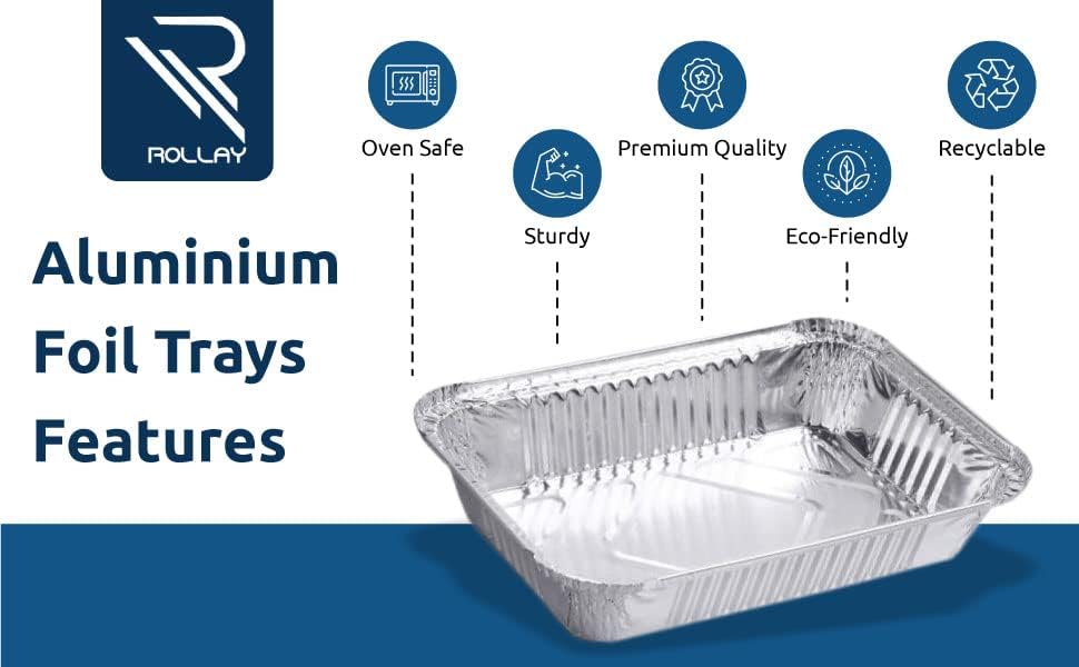 20 Pack Aluminium Foil Trays with Lids 21.4x16x5cm/1000ml