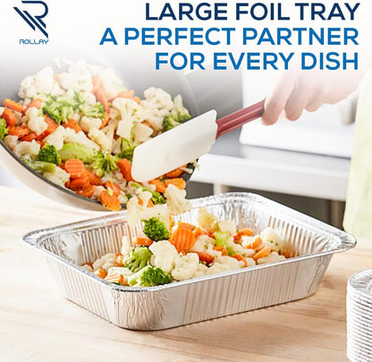 Rollay 10 Pack Large Aluminium Foil Trays Deep (32x26x7 cm) -(3500ml)