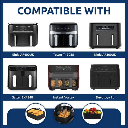 2PCS Large Silicone Air Fryer Liners with Silicone Mitts