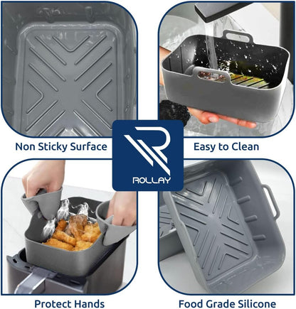 2PCS Large Silicone Air Fryer Liners with Silicone Mitts