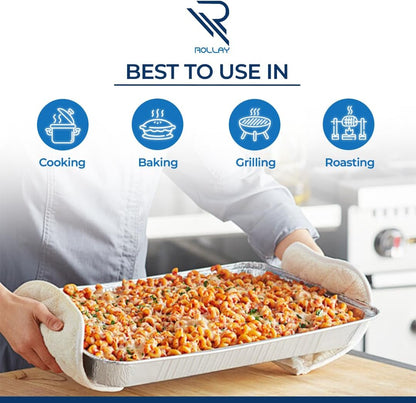 Rollay 20 Pack Large Aluminium Foil Trays (32x20x3.3 cm)