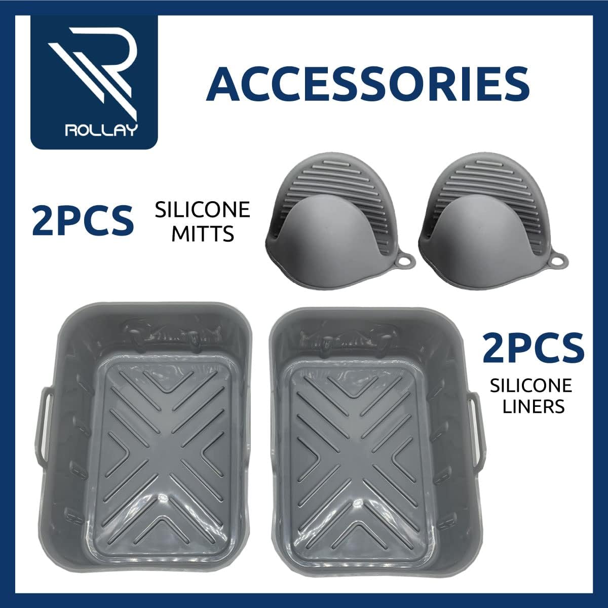 2PCS Large Silicone Air Fryer Liners with Silicone Mitts