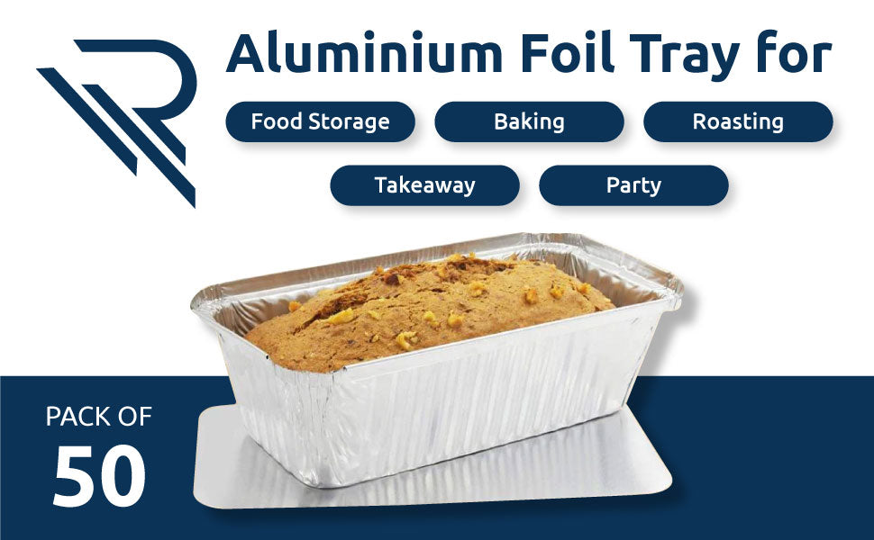 Rollay 50 Pack Aluminium Foil Food Containers with Lids 600ml