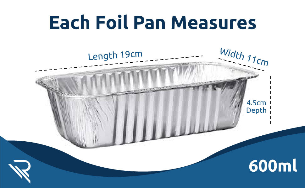 Rollay 50 Pack Aluminium Foil Food Containers with Lids 600ml