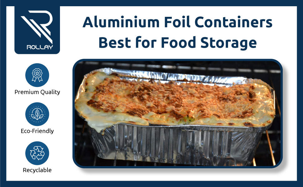 Rollay 50 Pack Aluminium Foil Food Containers with Lids 600ml