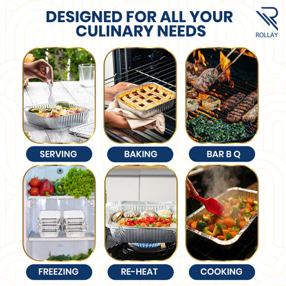 Rollay 20-Pack Aluminium Foil Trays with Paper Lids, 9x9 Inch Foil Food Containers with Lids